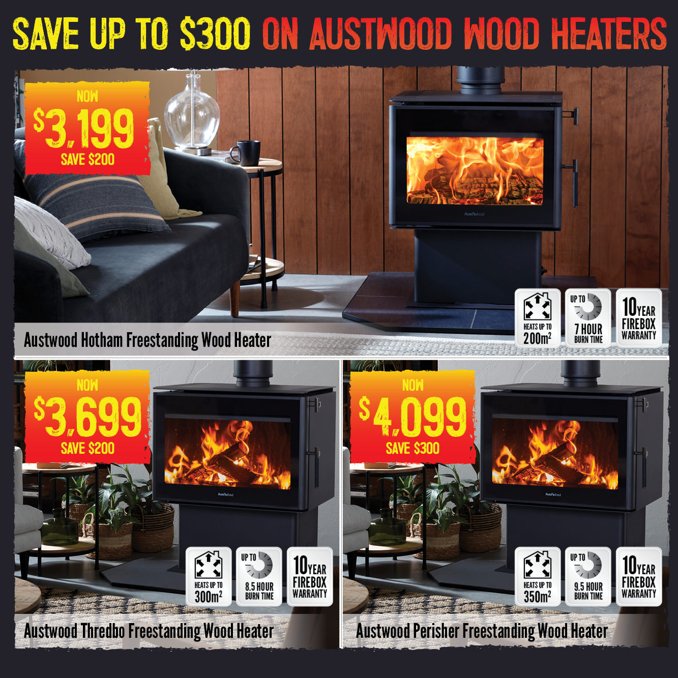 Up To $300 Off on Austwood Wood Heaters| Shop Now